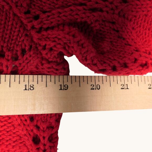 Tommy Hilfiger Sweater Womens Large Red Open Knit Diamond Cotton Casual Classic - Picture 7 of 11